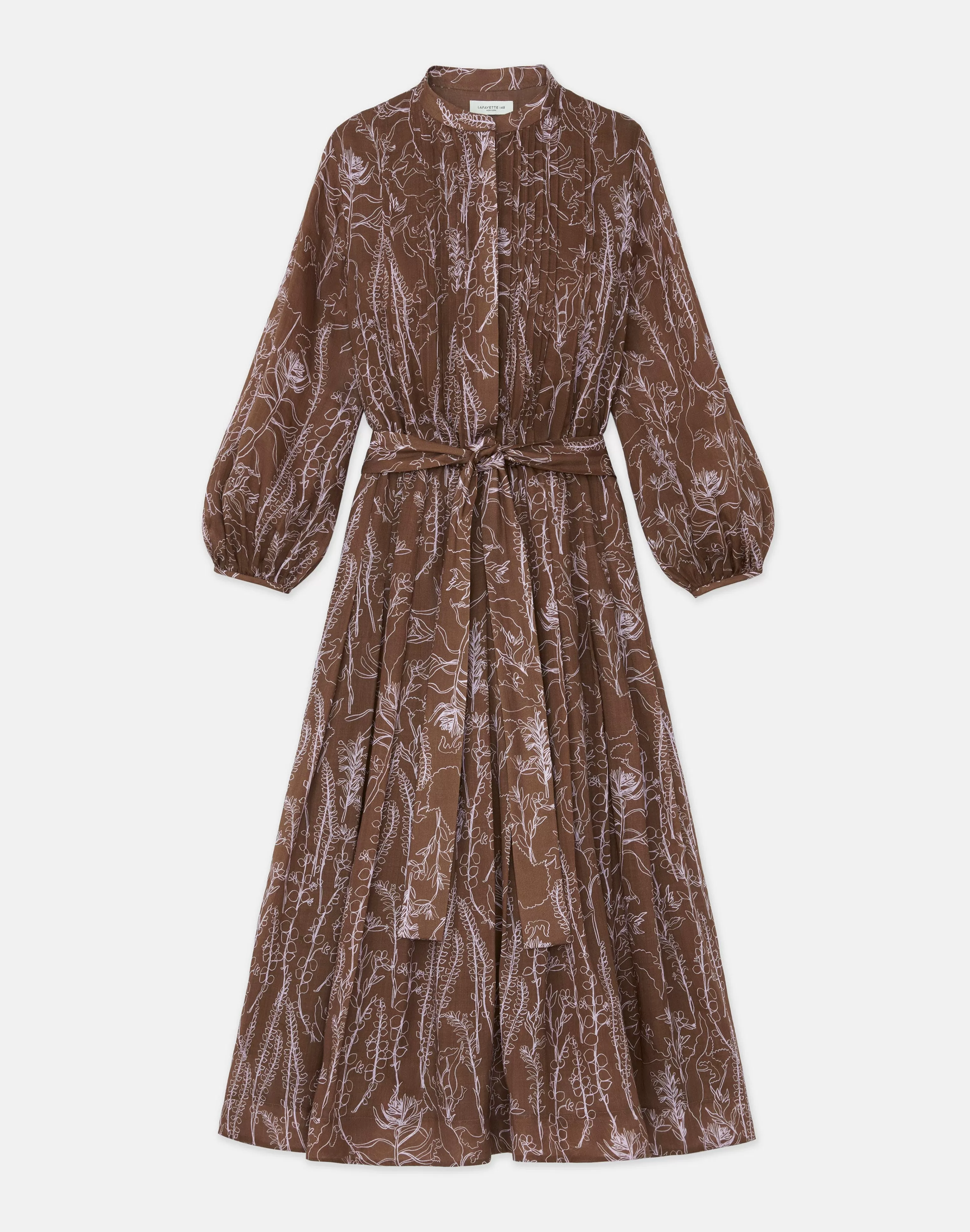 Flora Print Sustainable Gemma Cloth Voile Pintuck Midi Dress<Lafayette 148 New York Discount