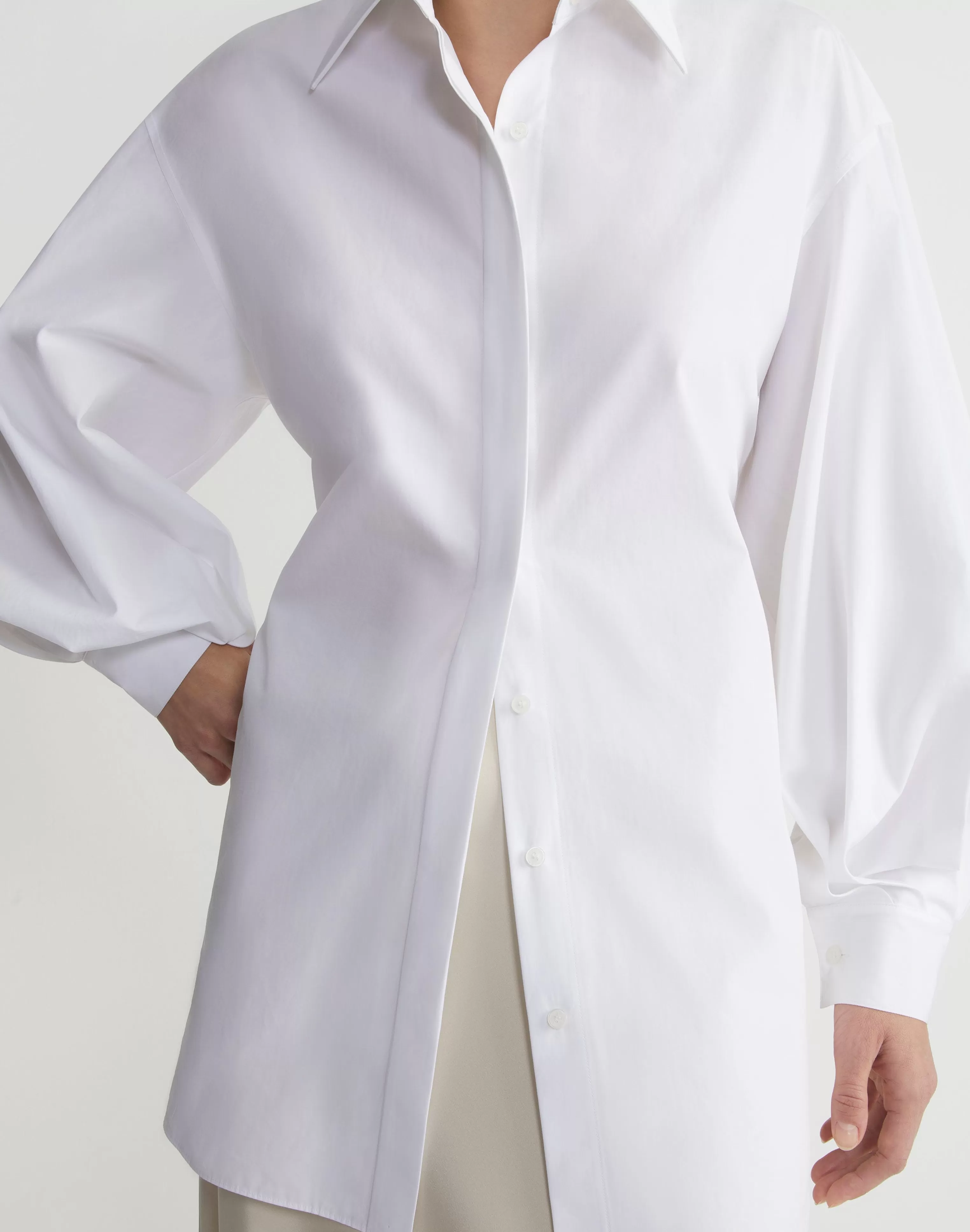 Organic Cotton Poplin Tie Back Oversized Shirt<Lafayette 148 New York Best